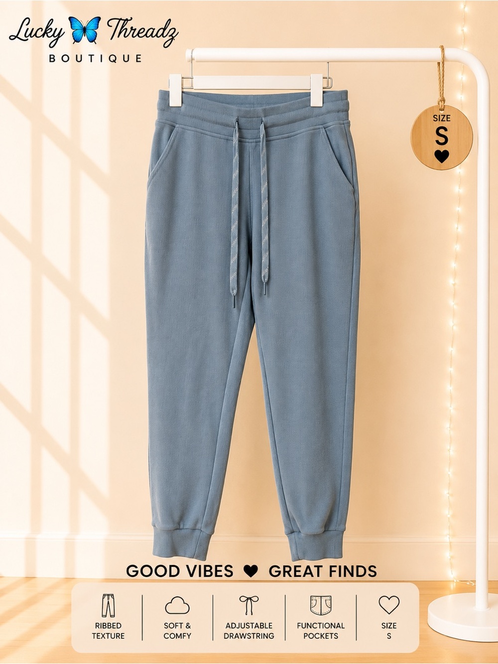 Marc New York Ribbed Jogger Pants S Dusty Blue